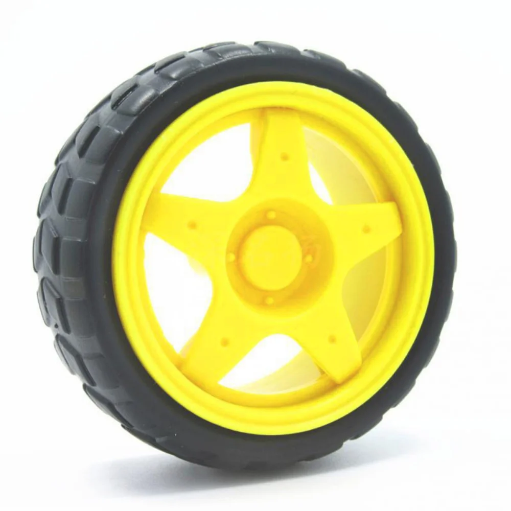 1Pc 66mm TT Motor Smart Car Robot Rubber Wheel Intelligent Tracing Trolley Smart Car Chassis Kit Parts Electric Motor Wheel