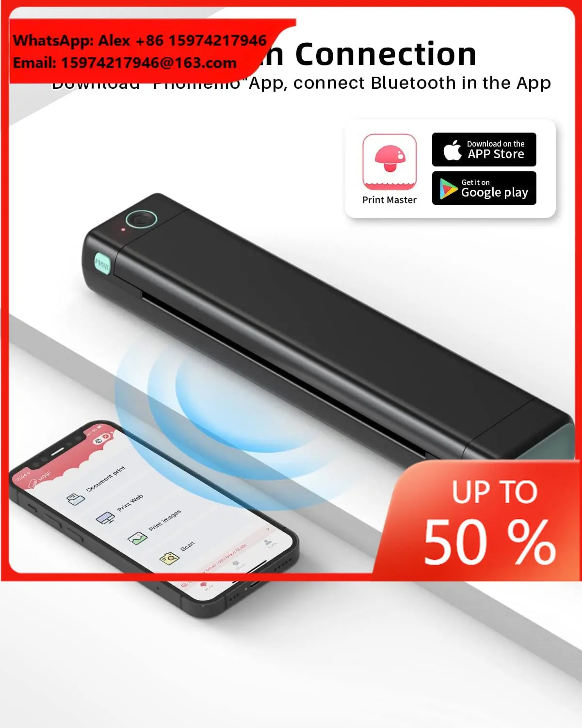Phomemo M08F Wireless A4 Portable Thermal Printer Inkless Tattoo Stencil Copier Mini Mobile Printer For Travel Office Work