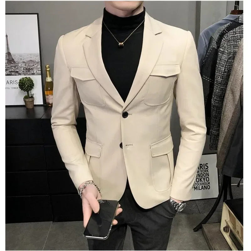 

2024 New Pure Color Blazer Fashion Men's Slim Club Stage Suit Jacket Men's Formal Wedding Blazer Prom Trailblazer Men's Clothing