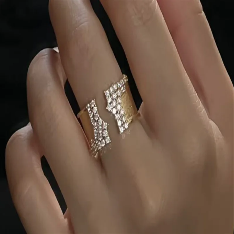 European and American Starry Sky Wide Edition Ring with Brushing Craftsmanship, Exquisite and Versatile Jewelry Opening