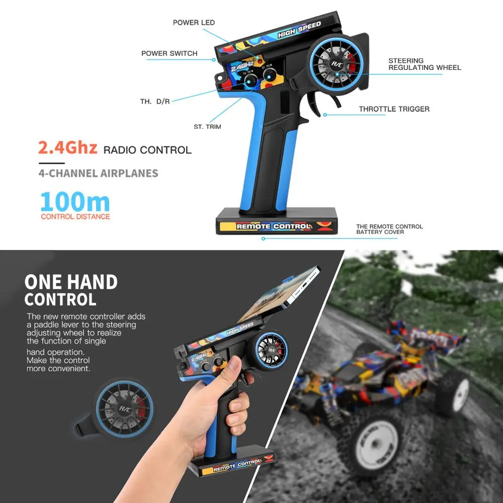 WLtoys 124007 RC Car 1:12 Scale Remote Control Car 4WD 75km/h High Speed Racing Car 2.4GHz All Terrain Off Road RC Truck