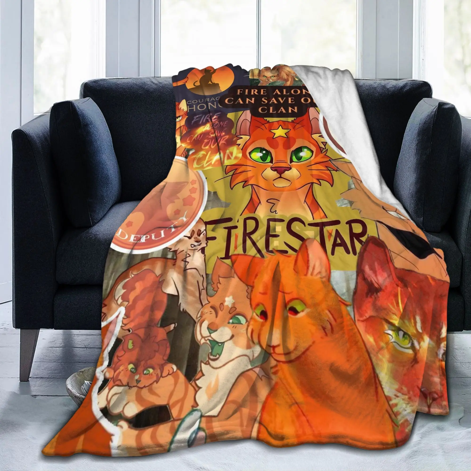Warriors Fireheart Rusty Cats Blanket Cover Cartoon Flannel Bedding Throw Blankets Bedroom Sofa Soft Warm Gift Multi-function
