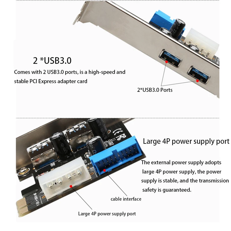 Плата расширения PCIE на USB3.0 USB3.0 HUB для настольного компьютера Адаптер PCIE Riser Card Разветвитель Адаптер Удлинитель PCIe Конвертер Чип VL805