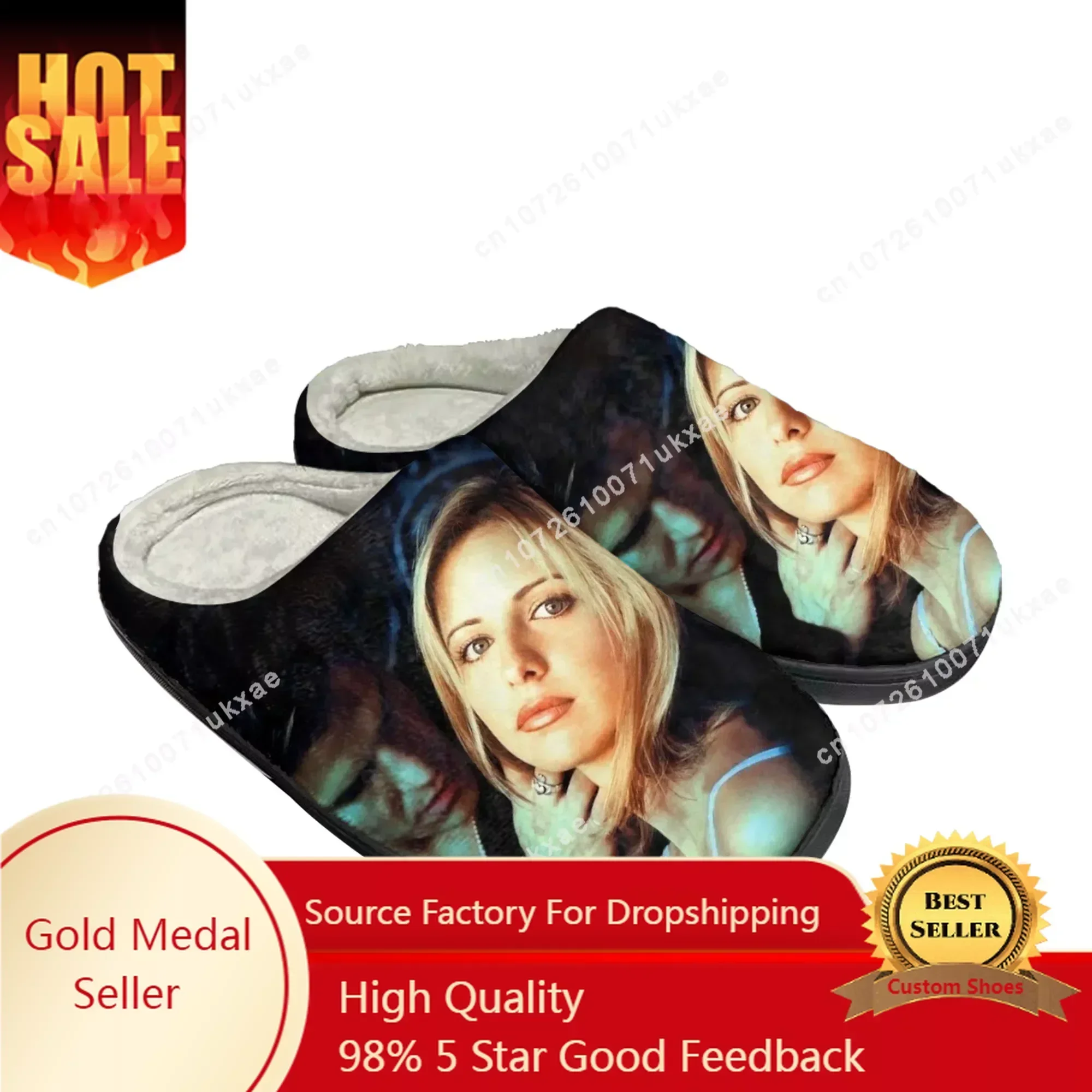 

Buffy the Vampire Slayer Home Cotton Slippers Mens Womens Plush Bedroom Casual Keep Warm Shoes Thermal Slipper Custom Shoe