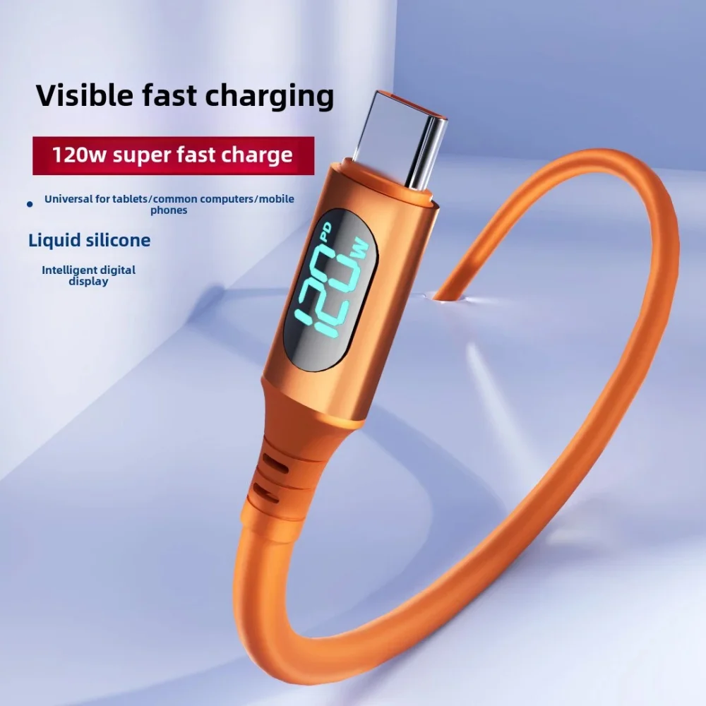 120 W Typ C auf Typ C Kabel Telefon Superschnelles Ladekabel mit LED-Anzeige USB auf Typ-C-Datenkabel für iPhone 17 Xiaomi Huawei