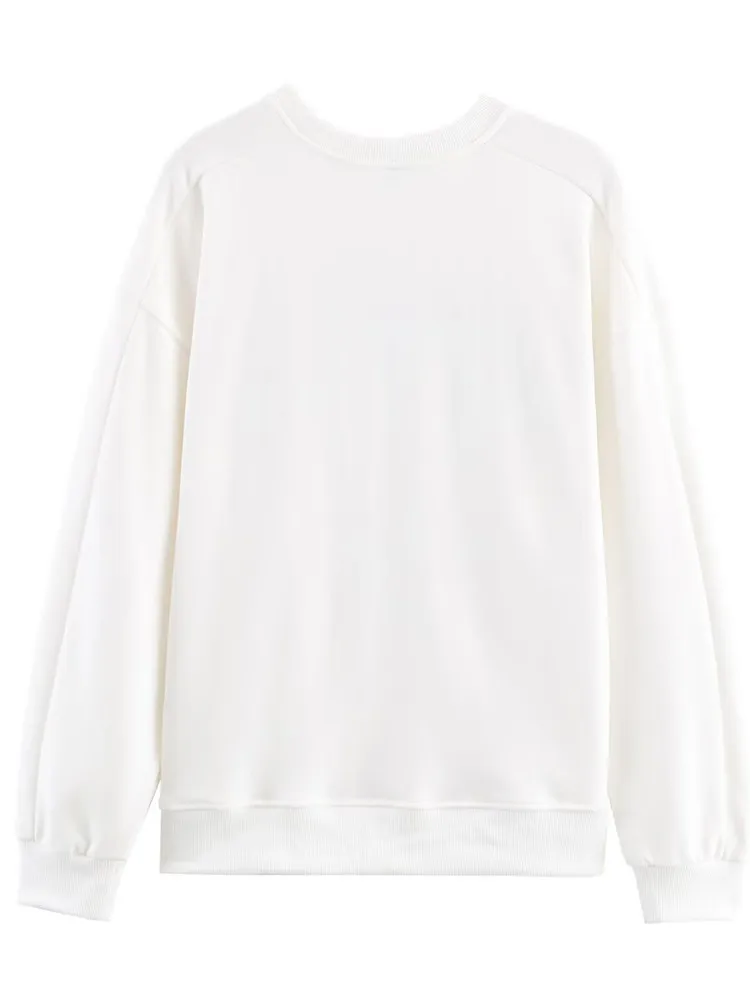 Waed Cotton Blend Long Sve Round Ne Sweatshirt Bedruckt Damen Frühling 2026 Pendeln Sle Bequeme Passform Cartoon