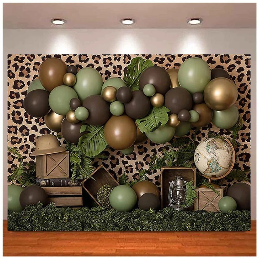 

Photography Backdrop Jungle Forest Safari Animals Kids Child Birthday Party Cake Smash Photo Studio Background Decoration