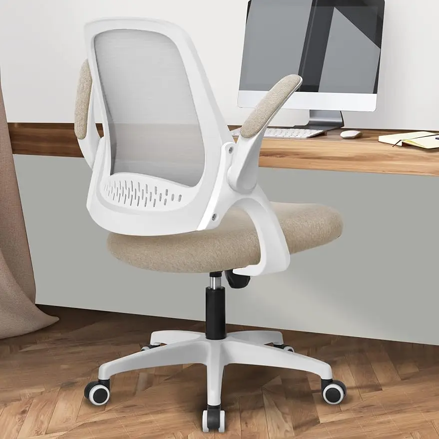 Office Desk Computer Gaming Chair with Ergonomic Lumbar Back Support Flip-up Padded Armrest Adjustable Height and Whee