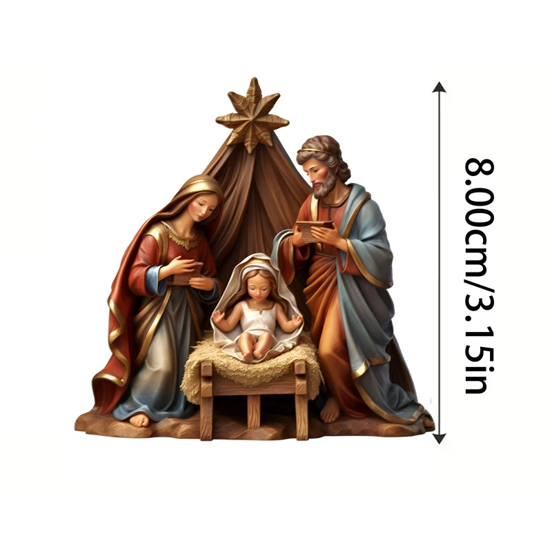 Adornos de Natividad, decoración acrílica del nacimiento de Jesús, decoración festiva resistente para el hogar, Navidad familiar, 7 Uds.