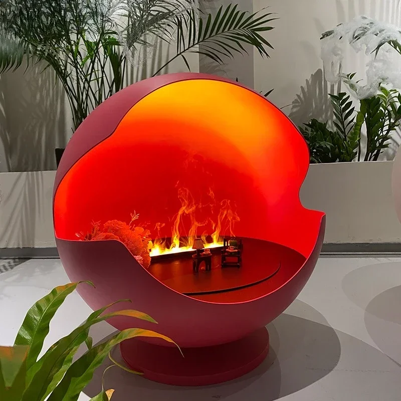 Custom alcohol fireplace, French white design real fire stove, winter heating European landscape fireplace