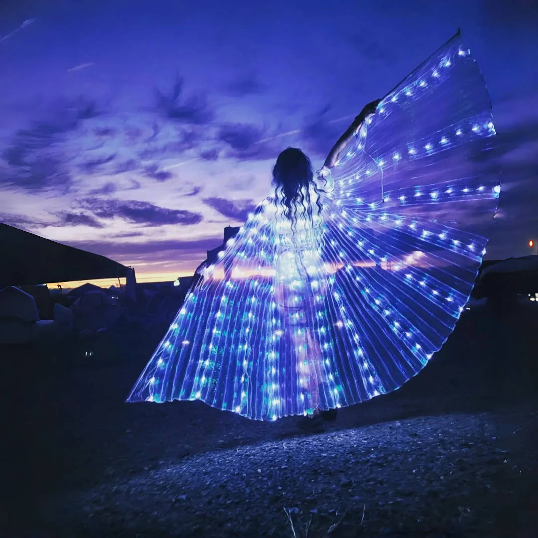 LED Dance Fairy Wings Cloak Dancers Colorful Butterfly Wings+Stick Stage Performance Belly Dancing Carnival Party Prop