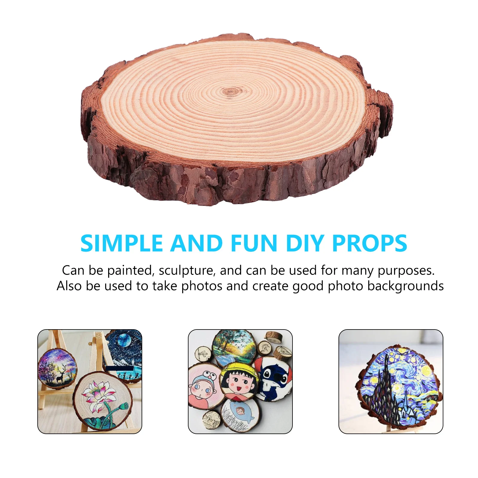 

Wood Slices Natural Unfinished Pine Slice Set DIY Painting Craft Supplies for Home Decoration Photo Props Party Supplies Round