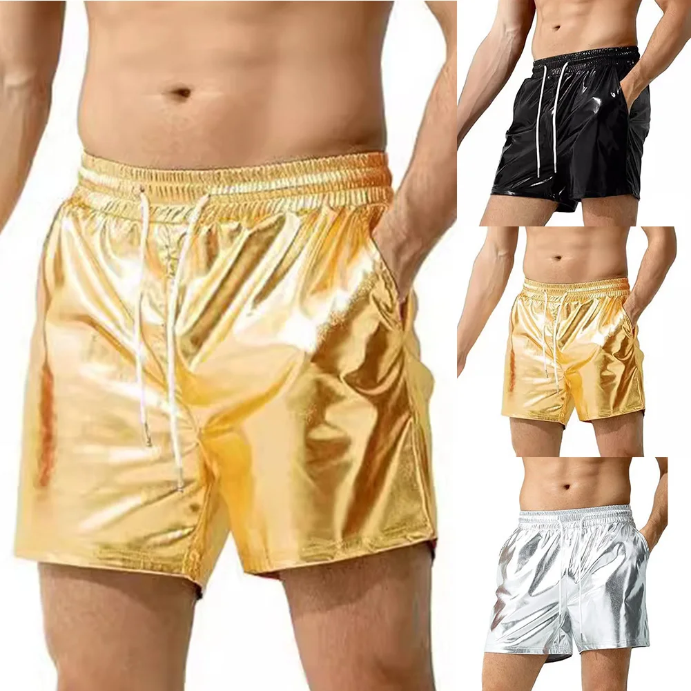 GYM Shorts Shorts Heren Heren Korte broek Sporttraining Strandbroek Bodybuilding Wetlook Gloednieuw kunstleer