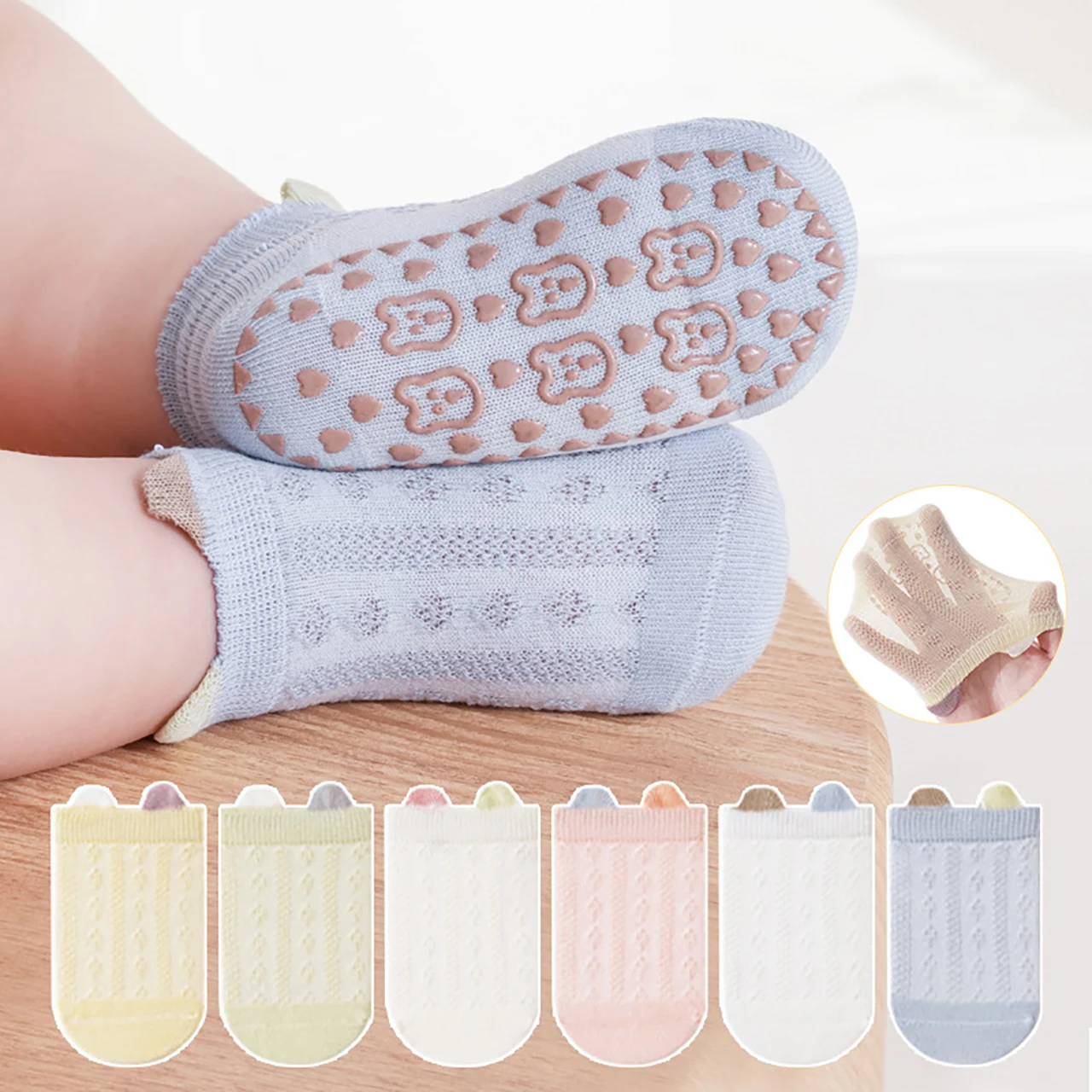 

Летние детские сетчатые носки, нескользящие носки для малышей, милые детские носки-лодочки, легкая хлопковая детская обувь, детские носки до щиколотки