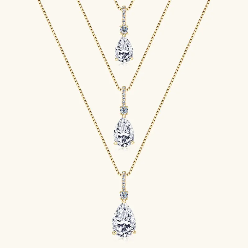 

IOGOU D1.60CT/D2.10CT/D4.10CT Full Moissanite Droplet Pendant Necklace for Women Silver 925 Original Accessories Luxury Jewelry