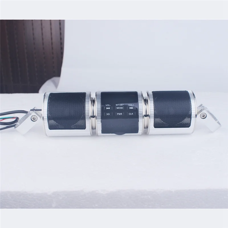 ABAC-مكبر صوت ستيريو للدراجات النارية Fmradio مكبر صوت بلوتوث USB تركيب الدراجة النارية سكوتر دراجة سوداء