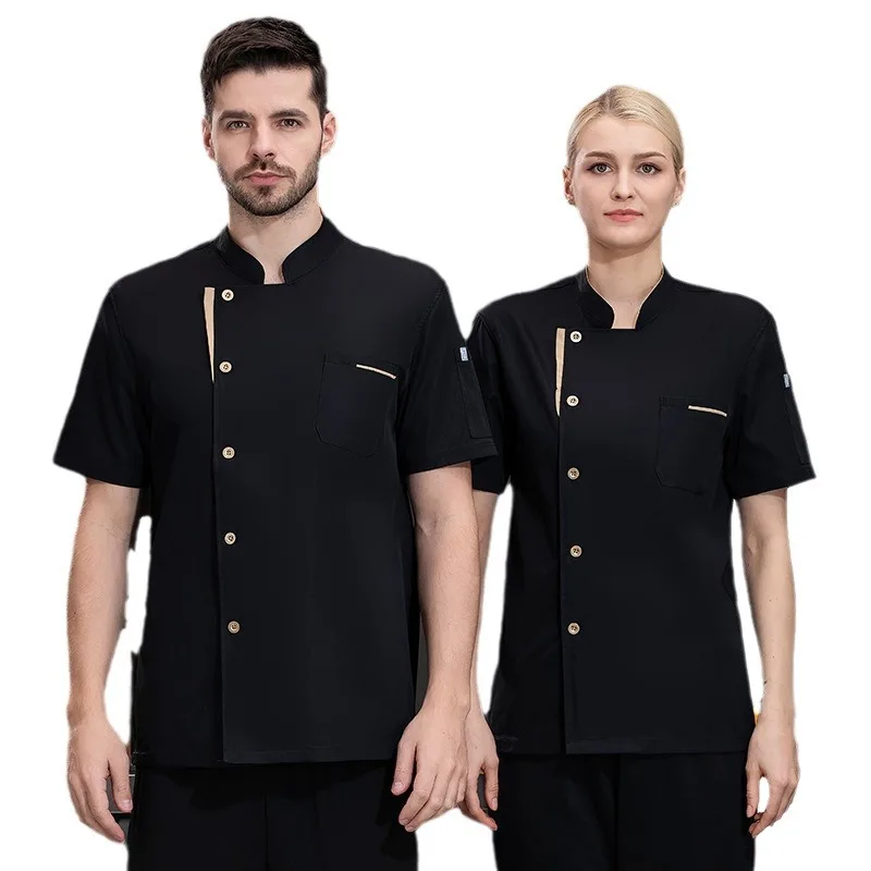 Summer Chef Uniform Short-sleeved Male Catering Hotel Overalls Hotel Restaurant Chef Bakery Cake Store Kitchen Work Clothes
