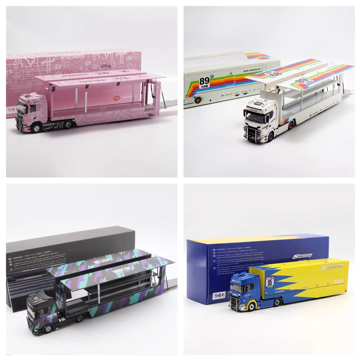 

New 1:64 Scania S730 Alloy Transporter Car Model V8 Double Decker Trailer Flying Wing Edition Collection Puzzle