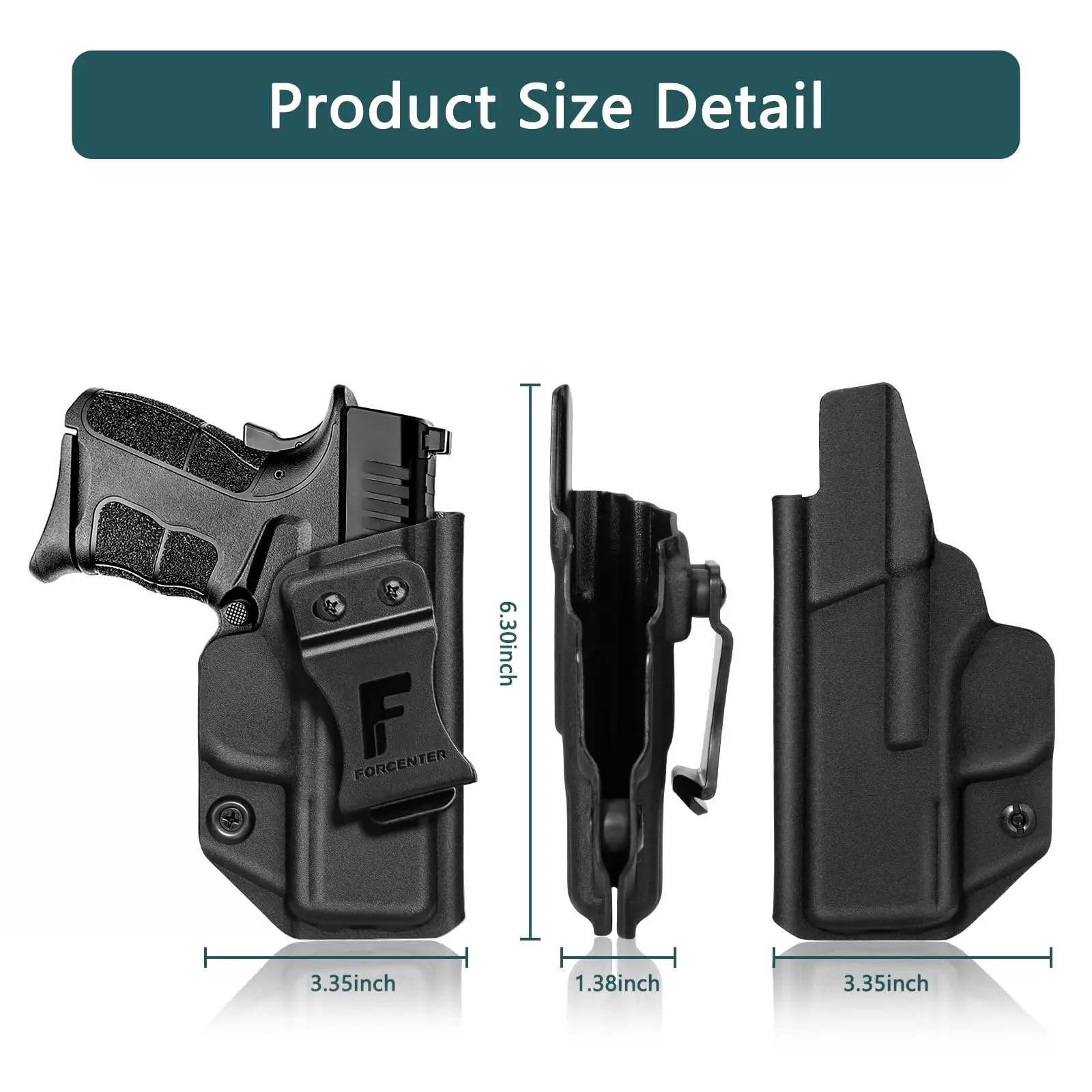 حافظة Springfield xds 9mm، حافظة Forcenter IWB مناسبة: Springfield XDS MOD.2 9mm Adj. لا يمكن الاحتفاظ بالرسم اليد اليمنى بدون ارتداء #6