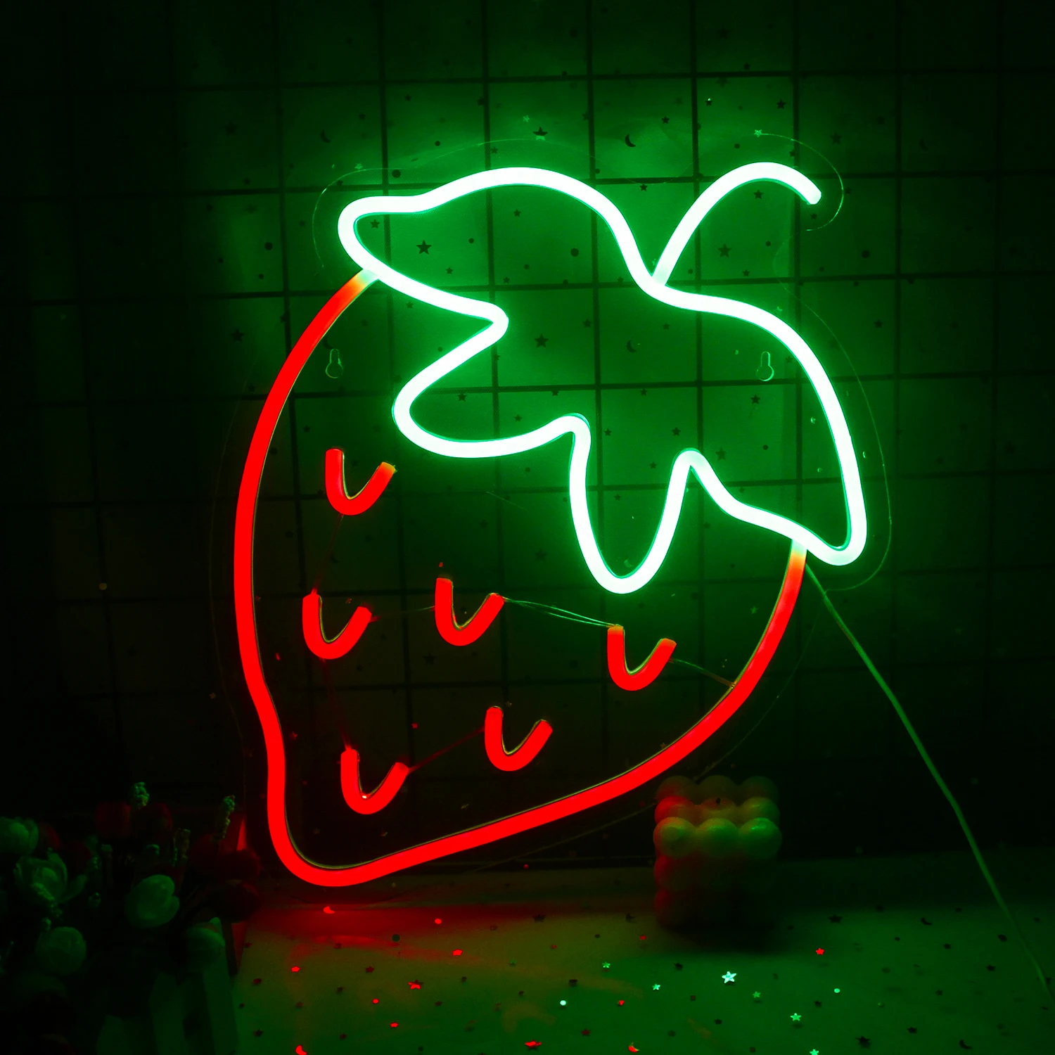 

Wanxing Strawberry Neon Sign LED Lamp Acrylic Bar Club Drink Restaurant Shop Party Aesthetics Bedroom Room Home Wall Decor Gift