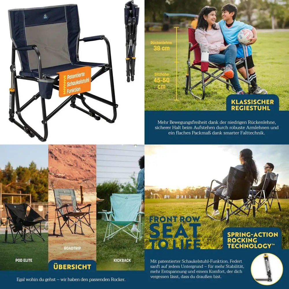 

Freestyle Rocker Camping Chair | Portable Folding Rocking Chair with Solid, Durable Armrests, Drink Holder & Comfortable Backres