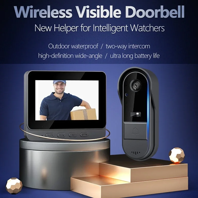 Timbre intercomunicador inalámbrico para exteriores, visión nocturna, vídeo HD LPS, cámara de vigilancia, timbre Visual de seguridad inteligente para el hogar