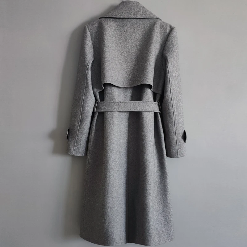 Autumn Men's Double Breasted Trench Coats Winter Wool Blend High Quality Fashion Zipper Casual Slim Fit Solid Color Male Jackets