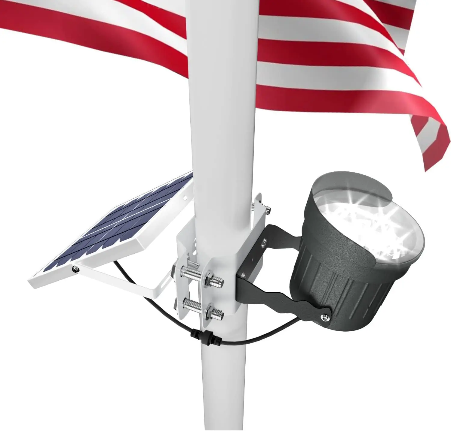 

Solar Flag Pole Light 3-in-1 Design, Brightest Solar-Powered for 1"-4" Flagpoles, Dusk to Dawn Outdoor Lighting
