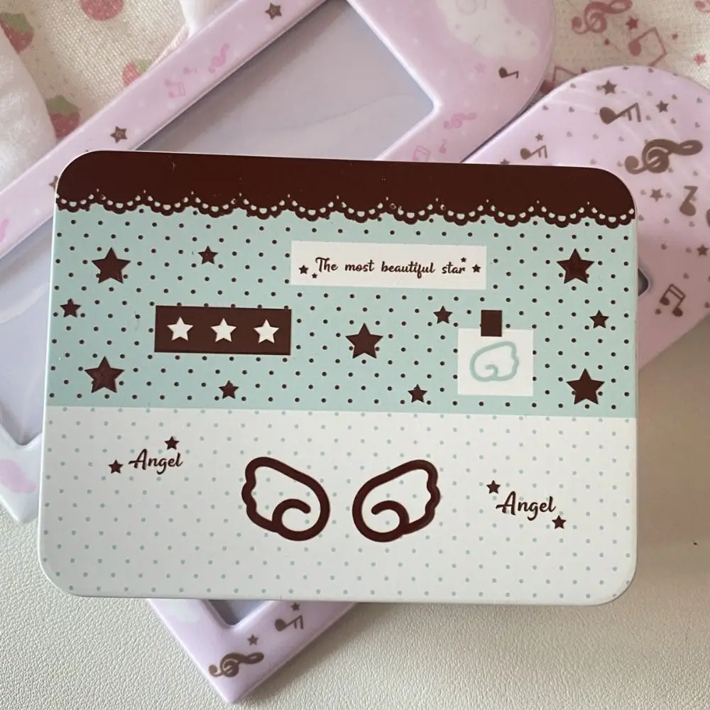 الكرتون مستطيلة الحديد صندوق تخزين الموسيقية ملاحظة القصدير صندوق Kpop Photocards حقيبة للتخزين سعة كبيرة مجوهرات المنظم