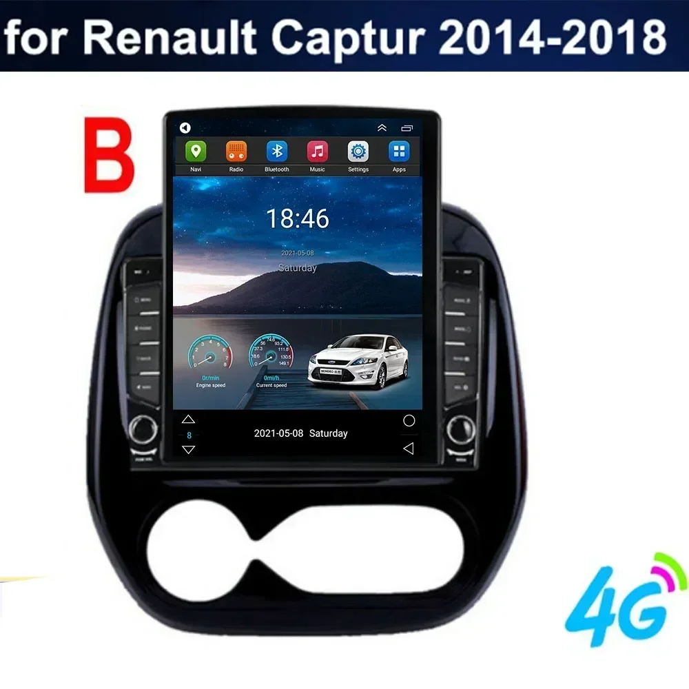 For Tesla Style 2 Din Android 13 Car Radio For Renault Captur 2014-2038 Multimedia Video Player GPS Stereo Carplay DSP RDS Camer