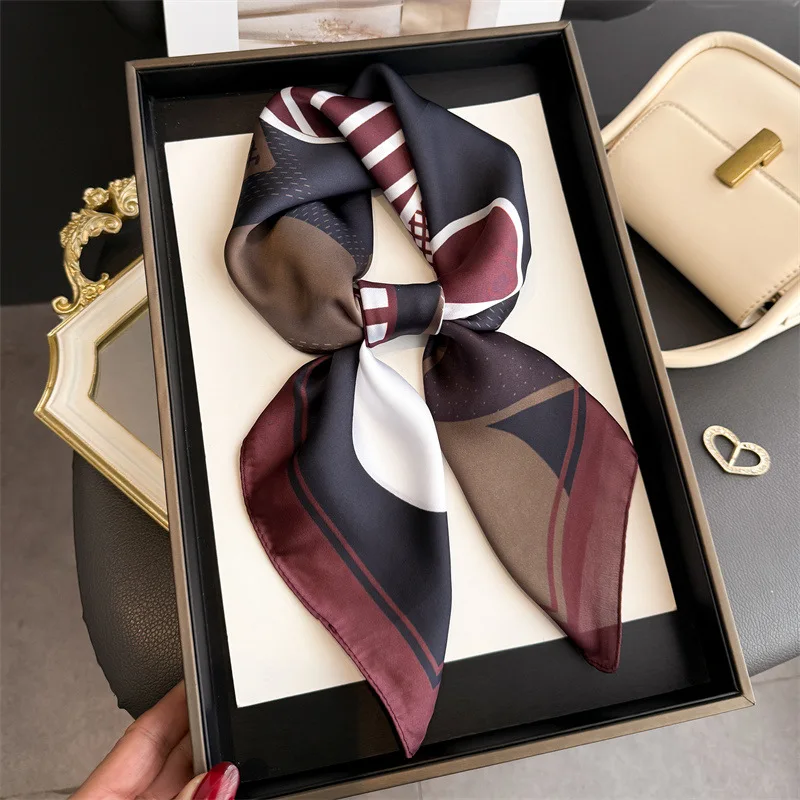 

Dot Print Silk Imitation Square Scarf Women Foulard Bandana Neckerchief Shawls Wraps Small Hair Scarves