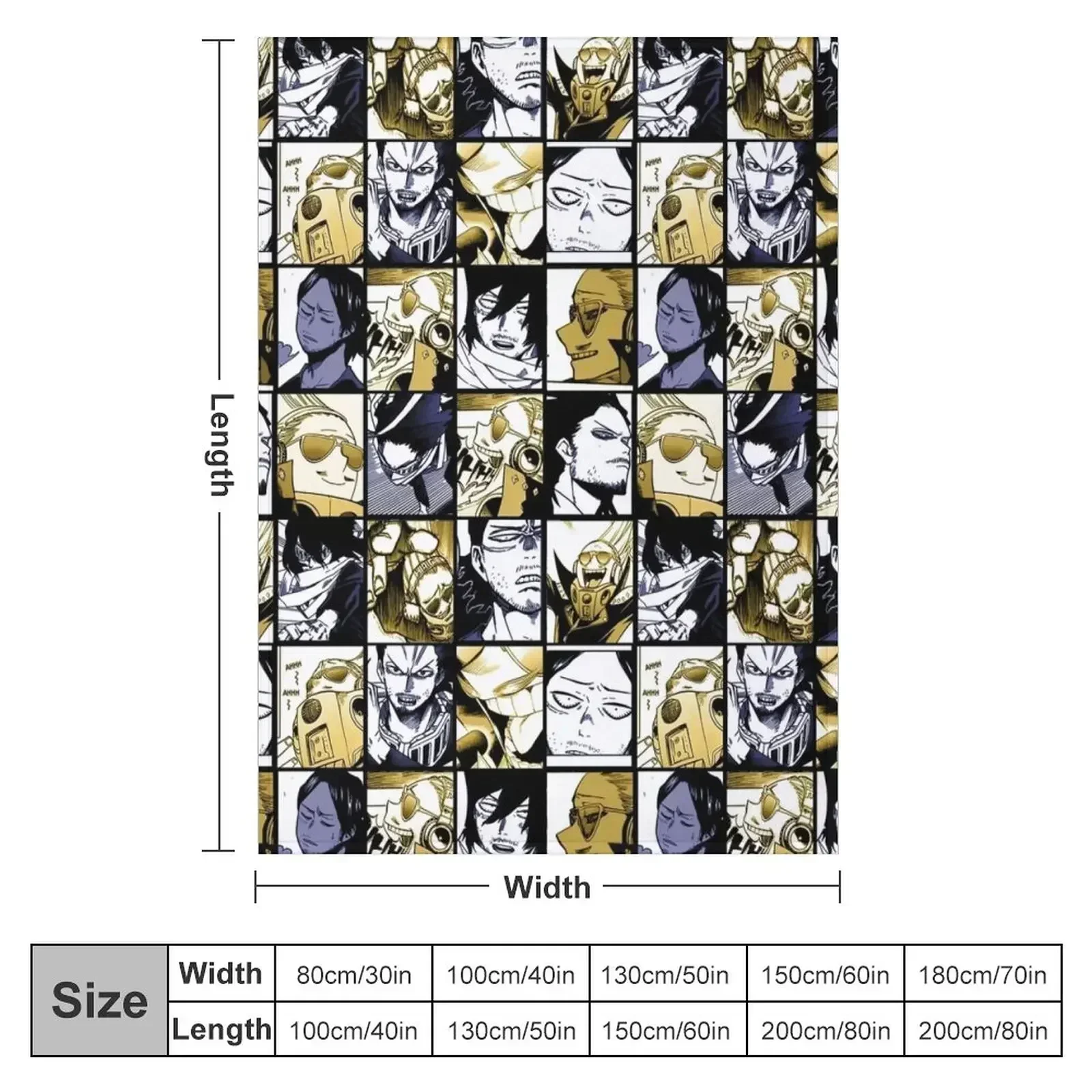 Aizawa and Present Mic- Mix collage color version Throw Blanket Hair Shaggy Heavy Stuffeds Blankets