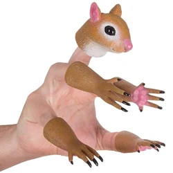 1Set Cartoon Squirrel Hand Puppet Finger Dolls Props Vinyl Cute Mini Animal Toys Washable Toys for Children Gifts