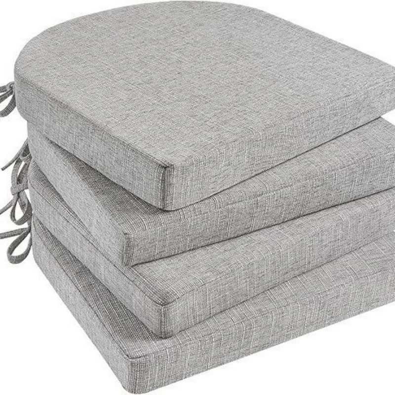 Cotton Linen Horseshoe Cushion F/ Office Car Home Seat Cushions High Density Dining Chair Cushion with Straps Stool Cushion Pads