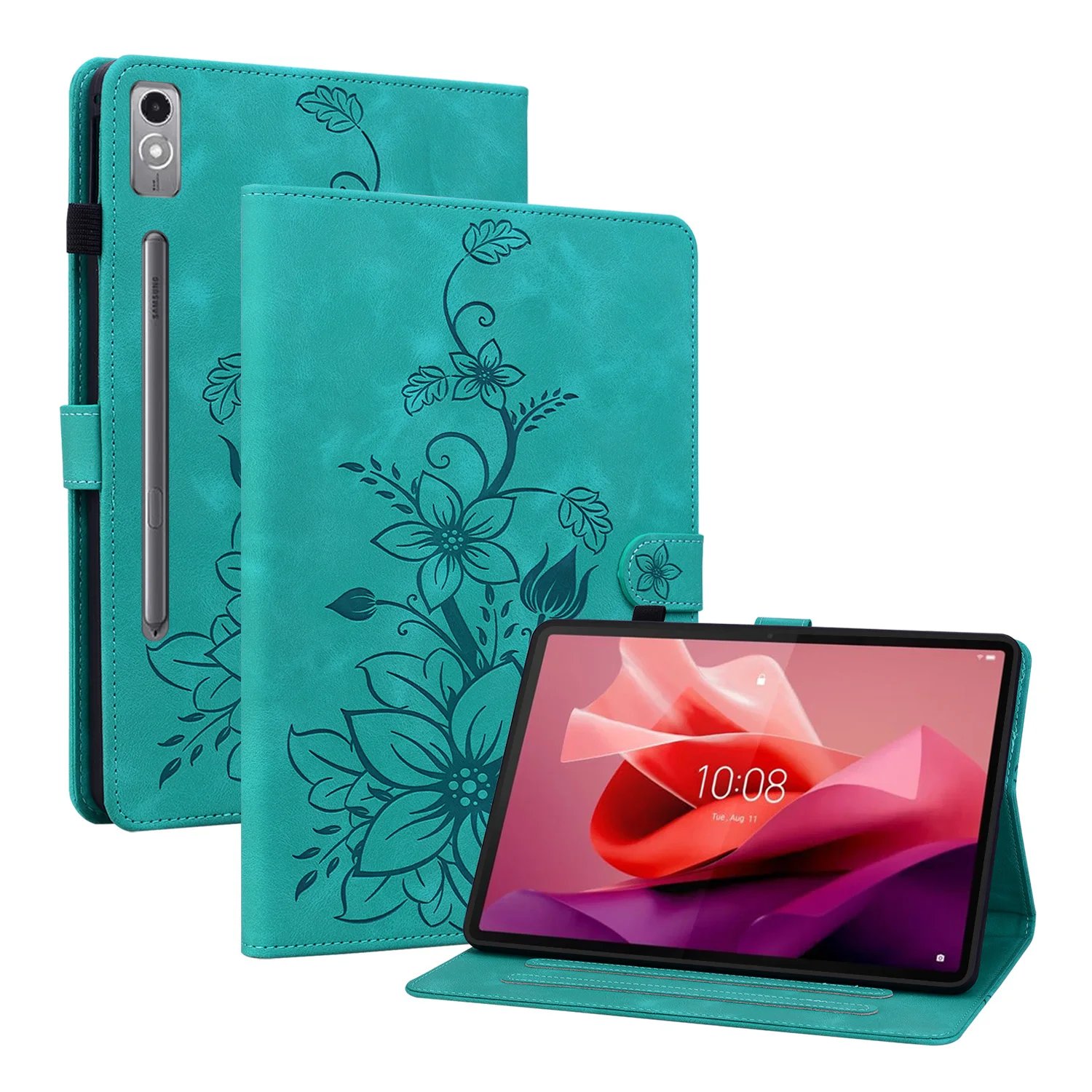 

Emboss PU Leather Case for Lenovo Tab P12 2023 12.7inch TB-370FU Tpu Back Stand Flip Cover Shockproof With Card Slot Luxury Capa