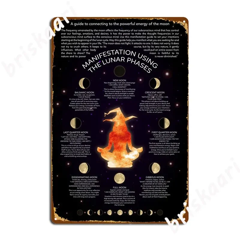 Manifestation Luna Phases Moon Witch Metal Plaque Poster Mural Painting Cinema Wall Cave Printing Tin Sign Poster
