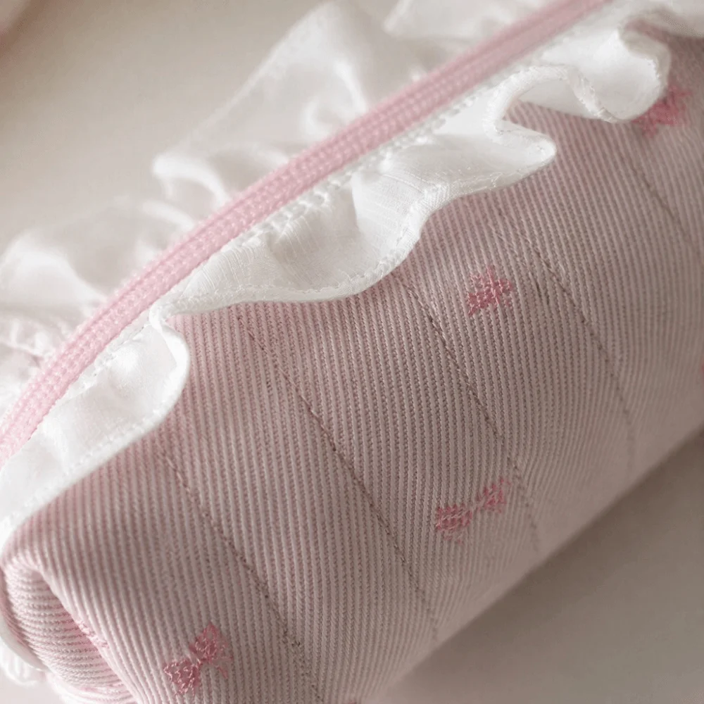 Ballet Ruffle Lace Bow Embroidery Pencil Case Large Capacity Pen Bag Kawaii Pencil Pouch Students Stationery Organizer Bag image 4
