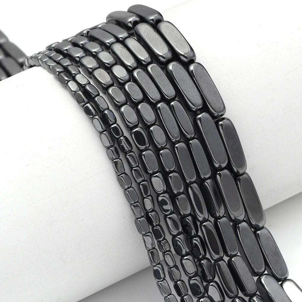 28-108 Stück Quadratische Zylindrische Schwarze Hämatit-Perlen Naturstein-Abstandsperlen für Schmuckherstellung DIY Armband Halskette Zubehör – Detail 4