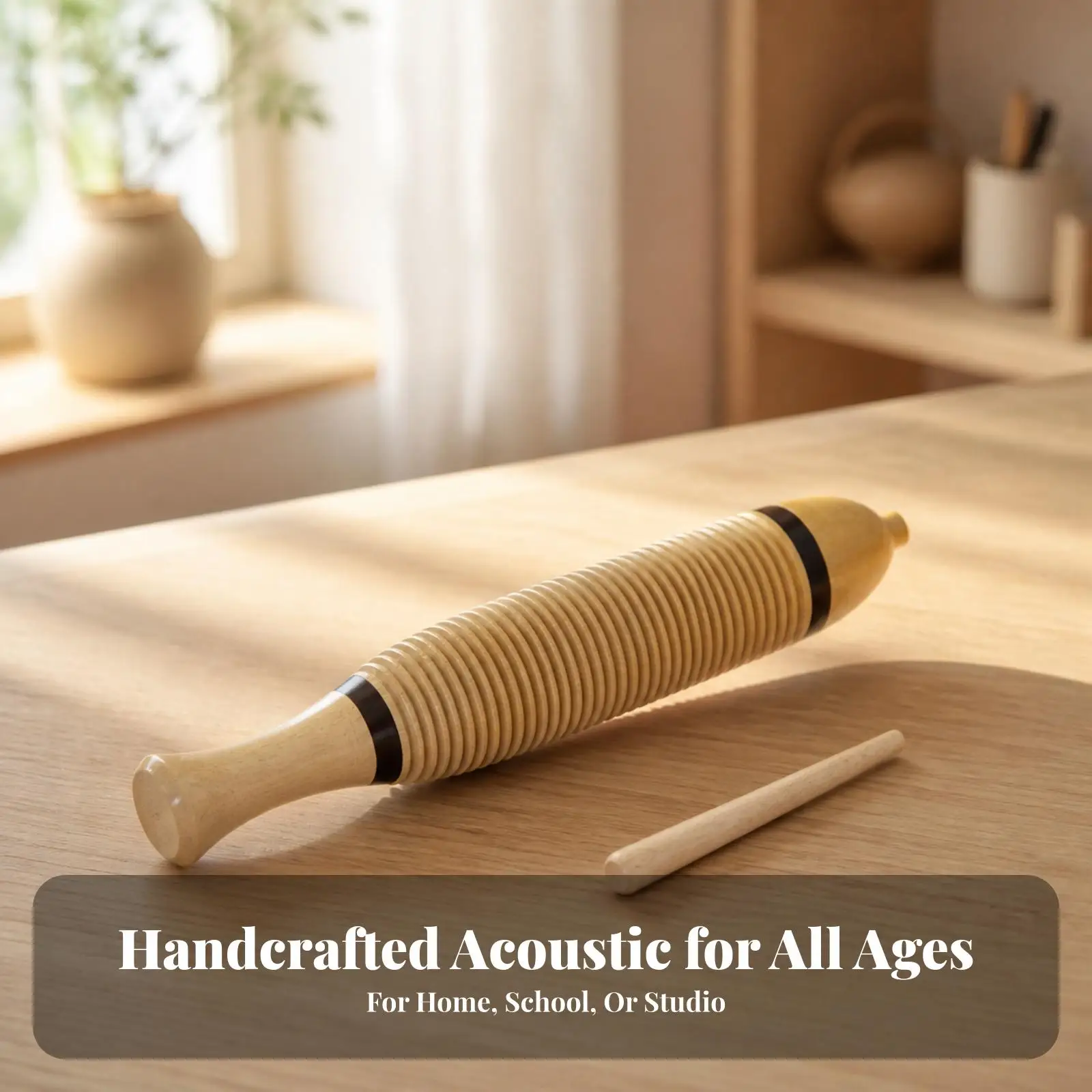 Wooden Frog Sound Maker with Scraper Stick for Kids Musical Education and Parent Child Play