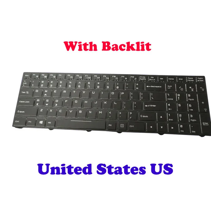 Laptop Colourful Backlit Keyboard For AVADirect Affinity N870HJ1 English US Black Frame New