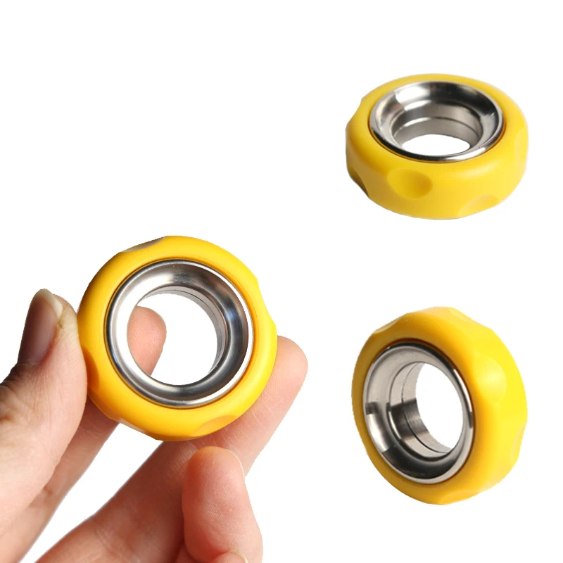Mechanische Fidget Ratsche Ring EDC Spielzeug Einstellbare Haptische Ring Edelstahl + Pom Fingertip Metall Reifen Spielzeug Stress Spinner