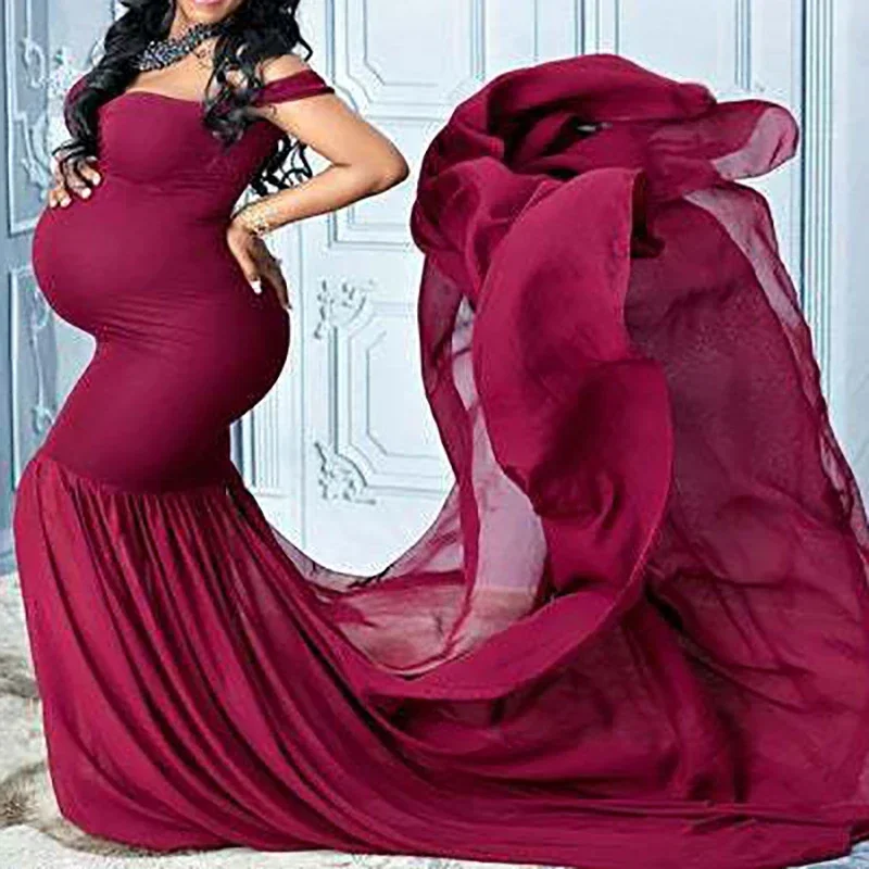 

Maternity Women Dress Photography Pregnancy Dress Sexy Clothes For Pregnant Women Off Shoulder Strapless Photo Shooting Props