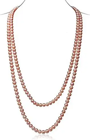 

Terisa PearlJewelry Long Strand Necklace Natural 8-9mm Pink Cultured Freshwater Pearl Necklace 48'' Charming Jewelry for Women