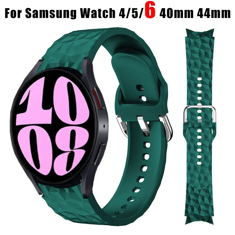 Diamond Pattern Strap For Samsung Watch 6/5/4 40mm 44mm Band No Gap Official Bracelet Correa For Galaxy Watch 6 Classic 43 47mm