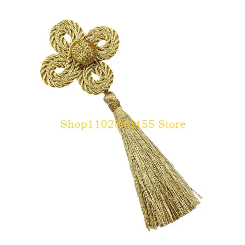 

49MC Gold Wrie Clovers Tassels Pendant Elegant Handcrafts Tassels For Bridal Wear And Formal Occasion Garment Decoration
