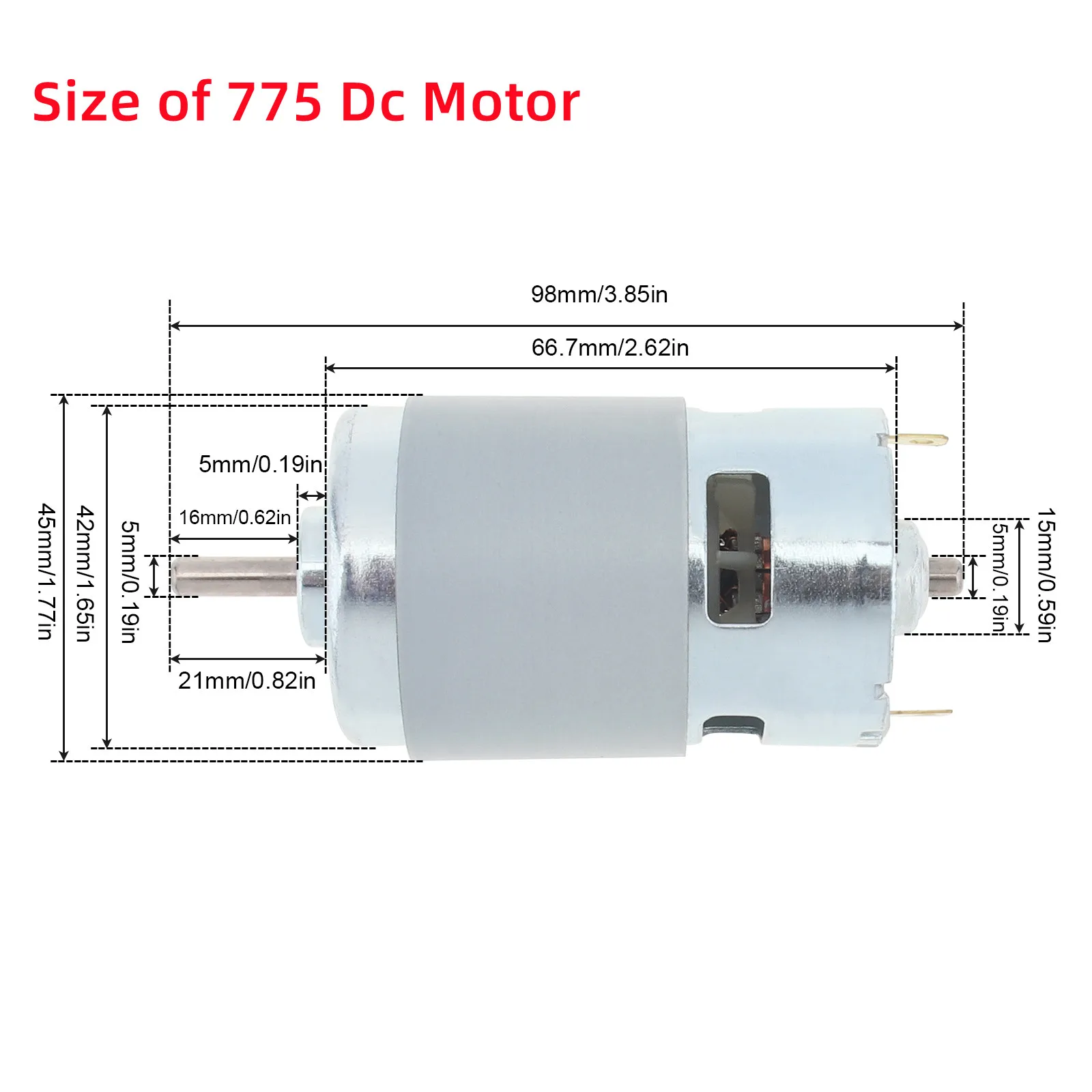 775 DC Motor 12V 24V 3000RPM-15000RPM Large Torque Electric Motor for DIY Toys / Small Drill with Ball Bearing and Fan Blades