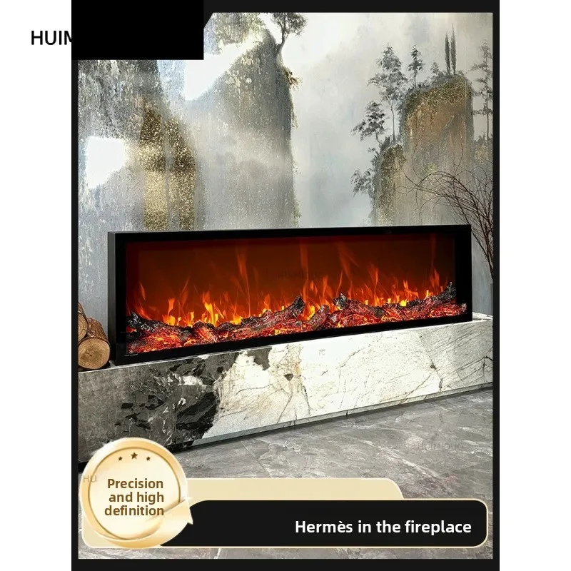 3D Electronic Fireplace Core Embedded Electronic Home Decoration Cabinet Living Room Simulation Fake Flame Tempered Glass Surfac