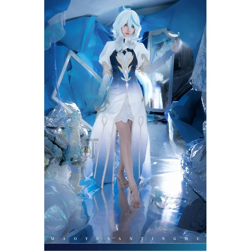 Focalors Jogo Yuanshen Impact Cosplay Peruca Natal Halloween role-playing Suitsa;k6;8',