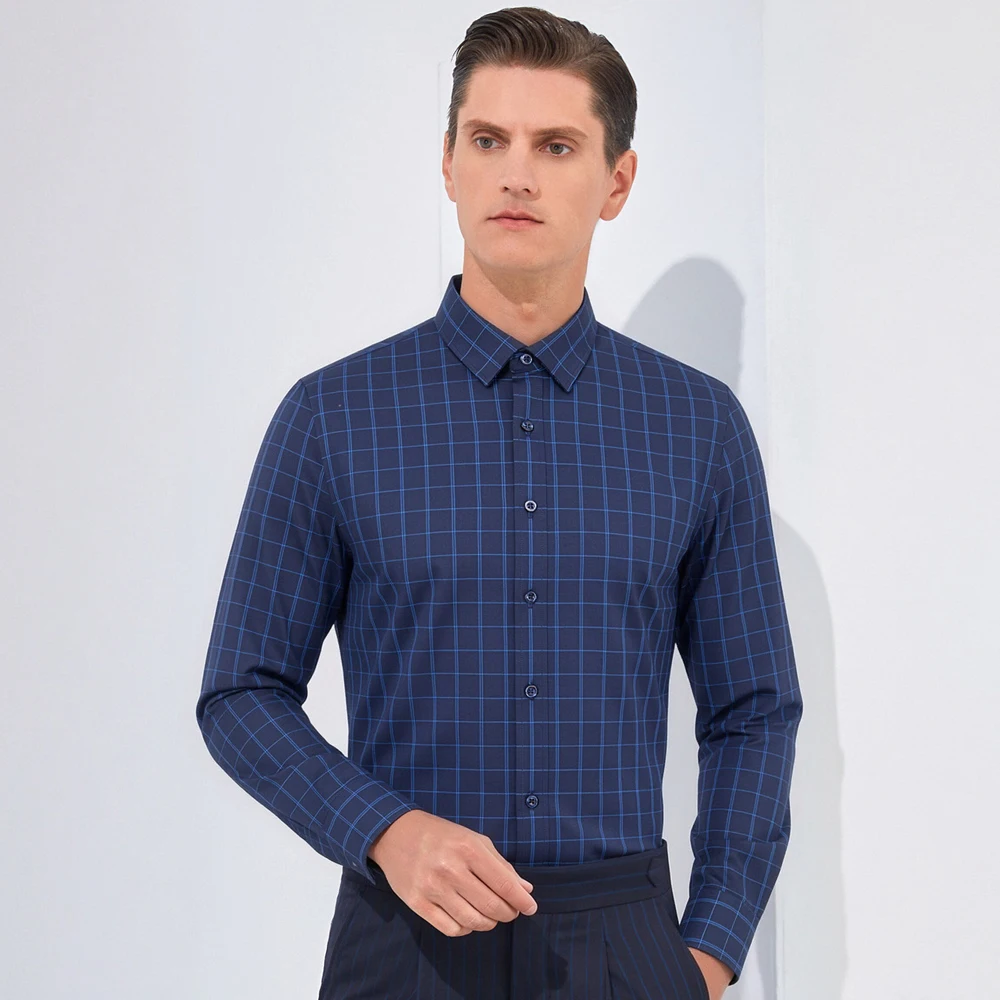 

Mens Non Iron Dress Shirts Long Sleeve Plaid Striped Cotton 100% Button Down Shirts Wrinkle Free Business Casual Shirt No Pocket