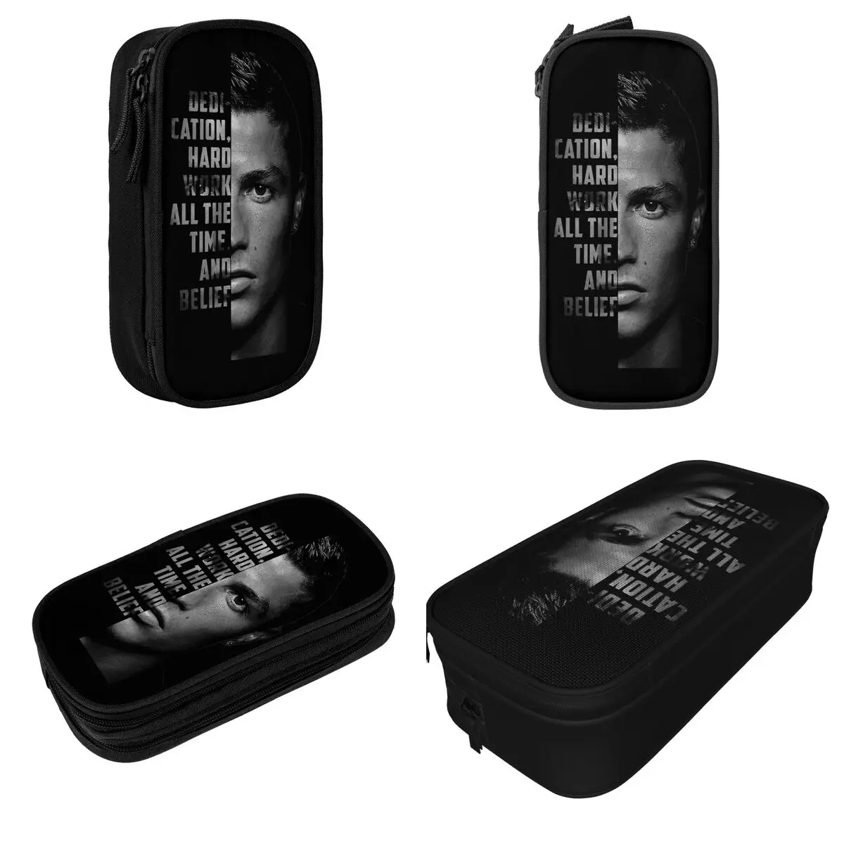 Imagem -02 - Ronaldos-futeboljogador Lápis Cases Fun Soccer Pen Bolsa para Estudantes Escola Cosmetic Pouch Grande Capacidade Fãs